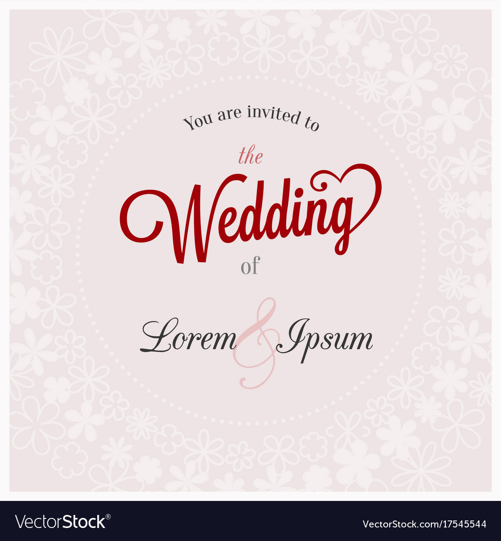 Wedding invitation card with floral frame template