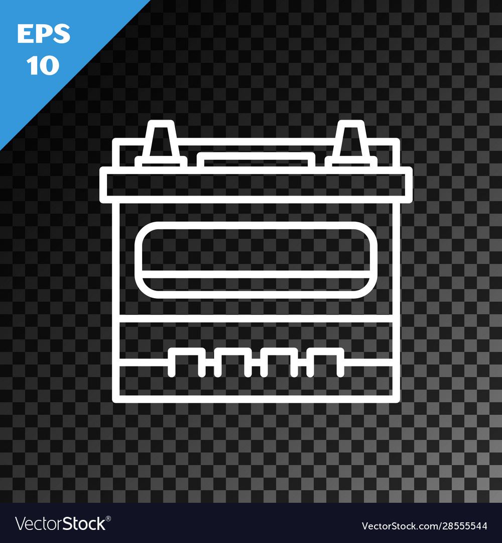 Weiße Linie Auto Batterie Ikone isoliert