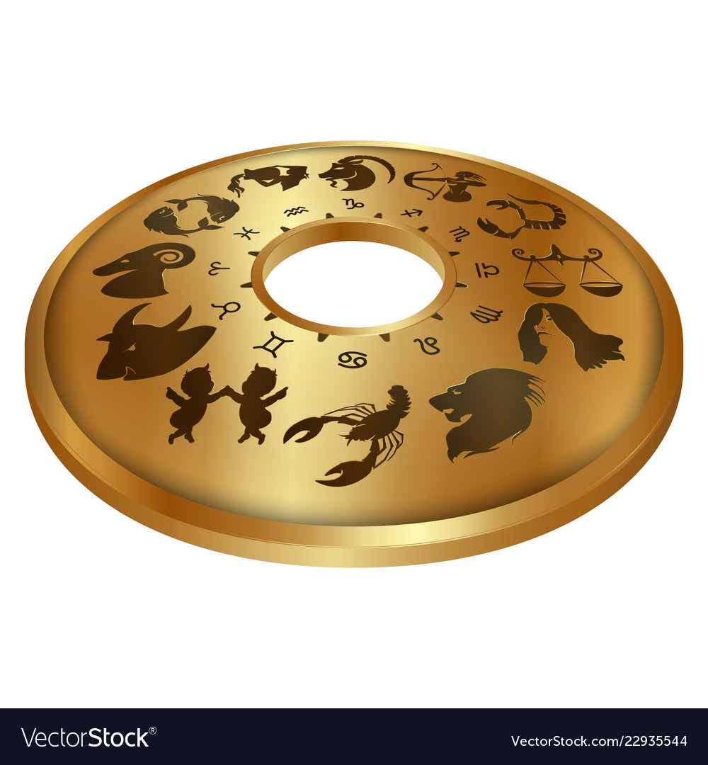 Zodiac signs on a gold disk