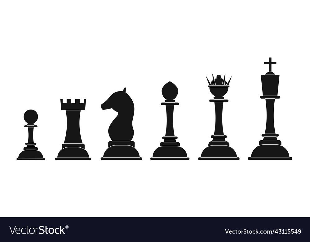 Black chess pieces with names Royalty Free Vector Image