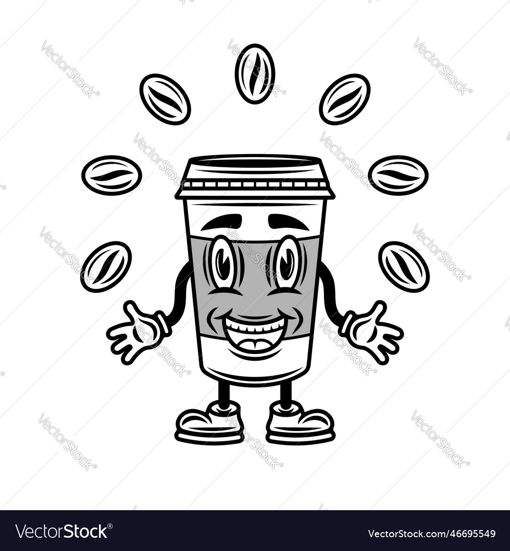 Coffee smiling paper cup cartoon character Vector Image