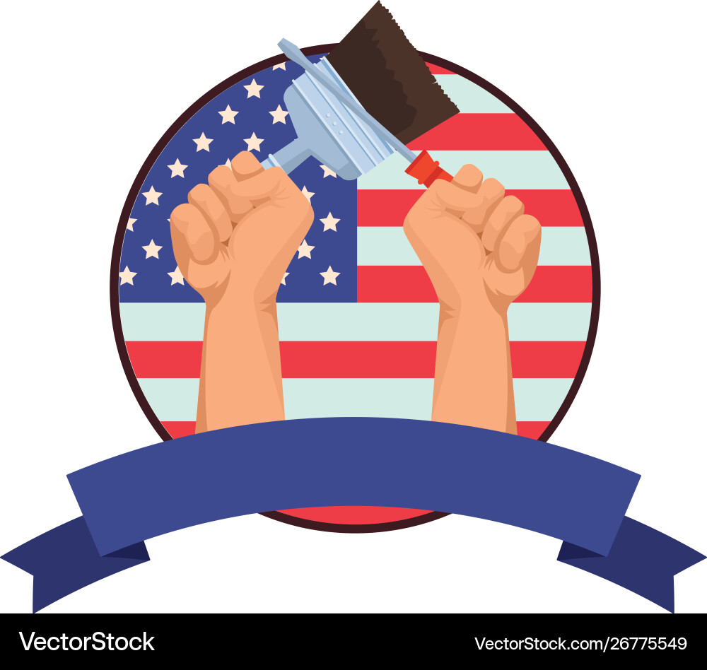 Construction workers hands holding tools Vector Image