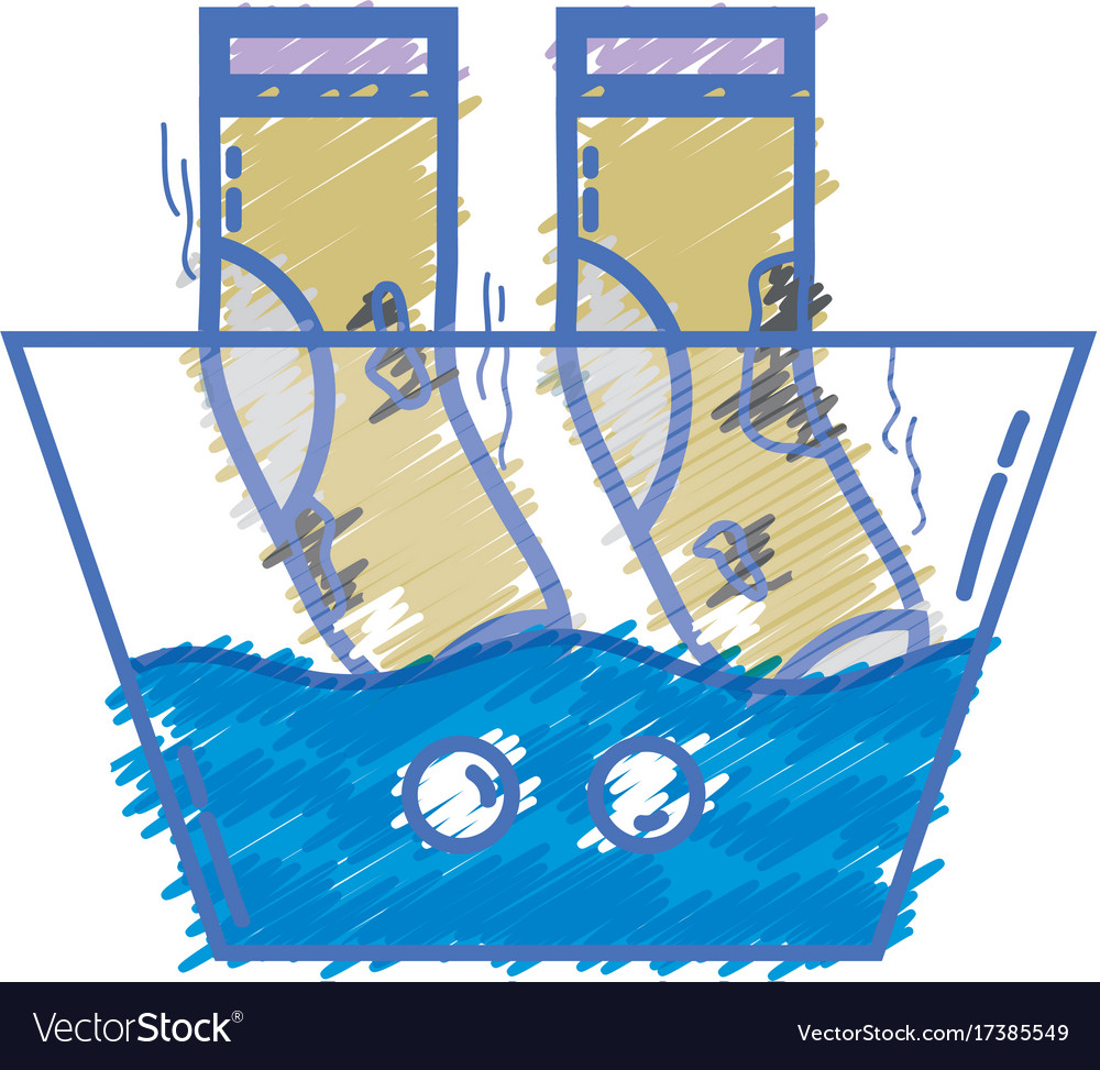 Dirty Socks Soaking In Pail With Water Royalty Free Vector