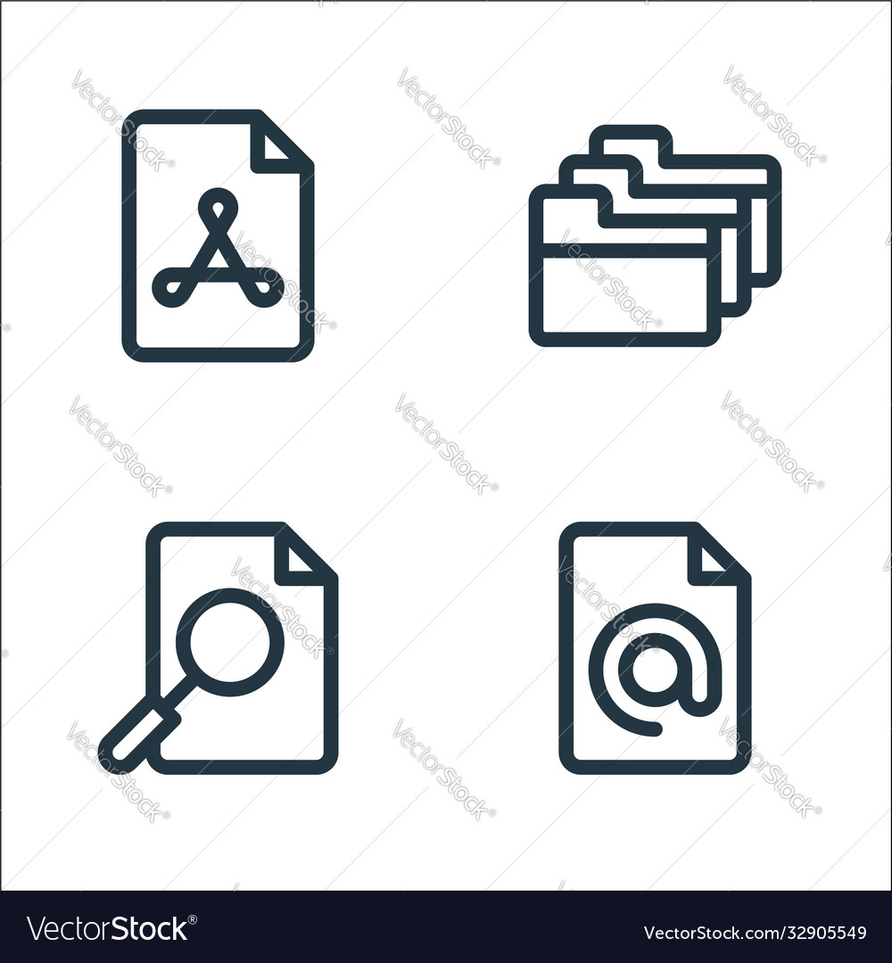 Document and files line icons linear set quality vector image Document and files line icons linear set quality