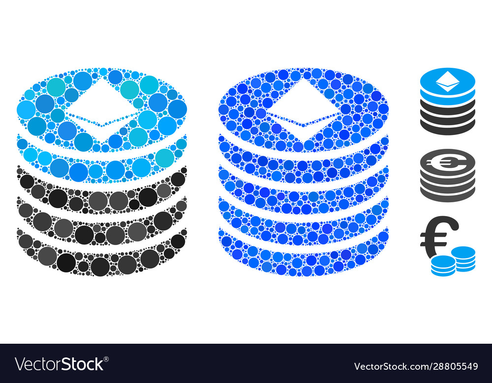 Ethereum coin stack composition icon round dots vector image Ethereum coin stack composition icon round dots