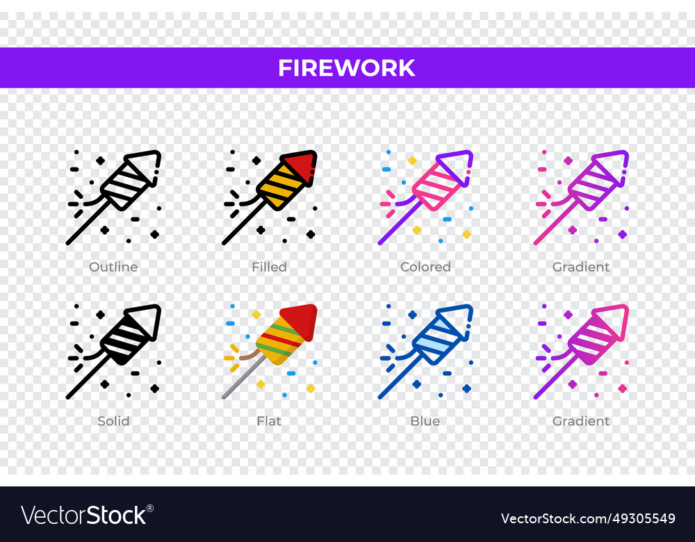 Firework icons in different style vector image Firework icons in different style