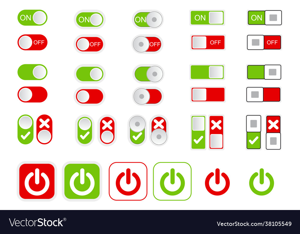 Flat icon colorful switchers onoff isolated