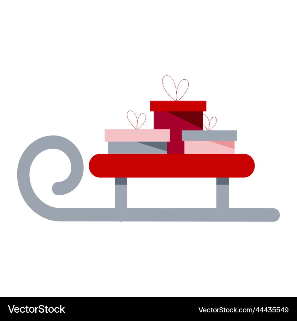 Gift boxes on sled Royalty Free Vector Image - VectorStock