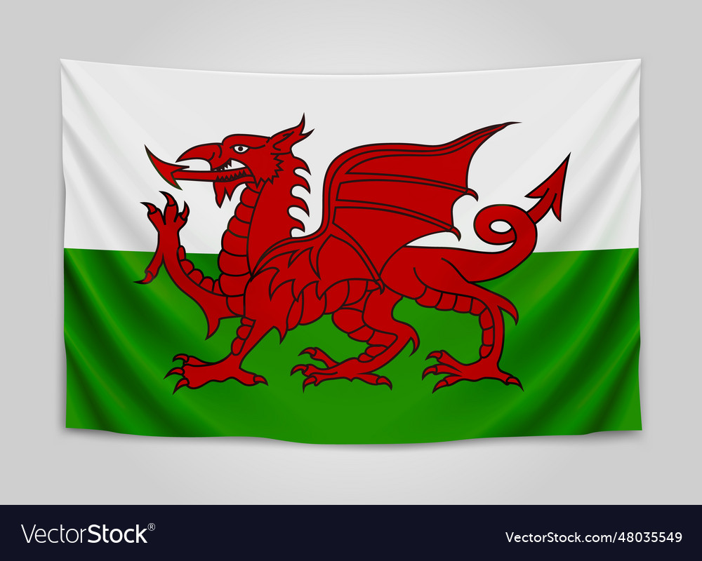 Hanging flag of wales wales national flag concept Vector Image