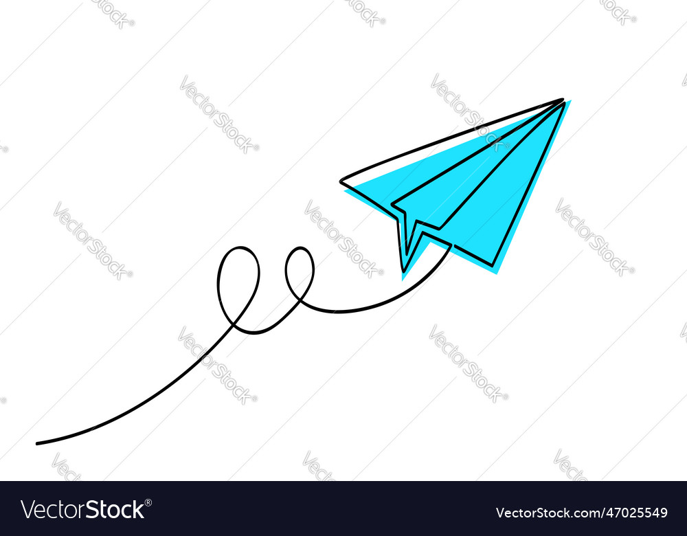 Paper plane - single line 01c vector image Paper plane - single line 01c