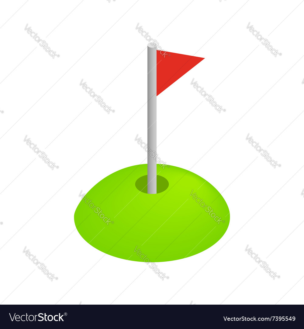 Red Golf Flag Isometric 3d Icon Royalty Free Vector Image