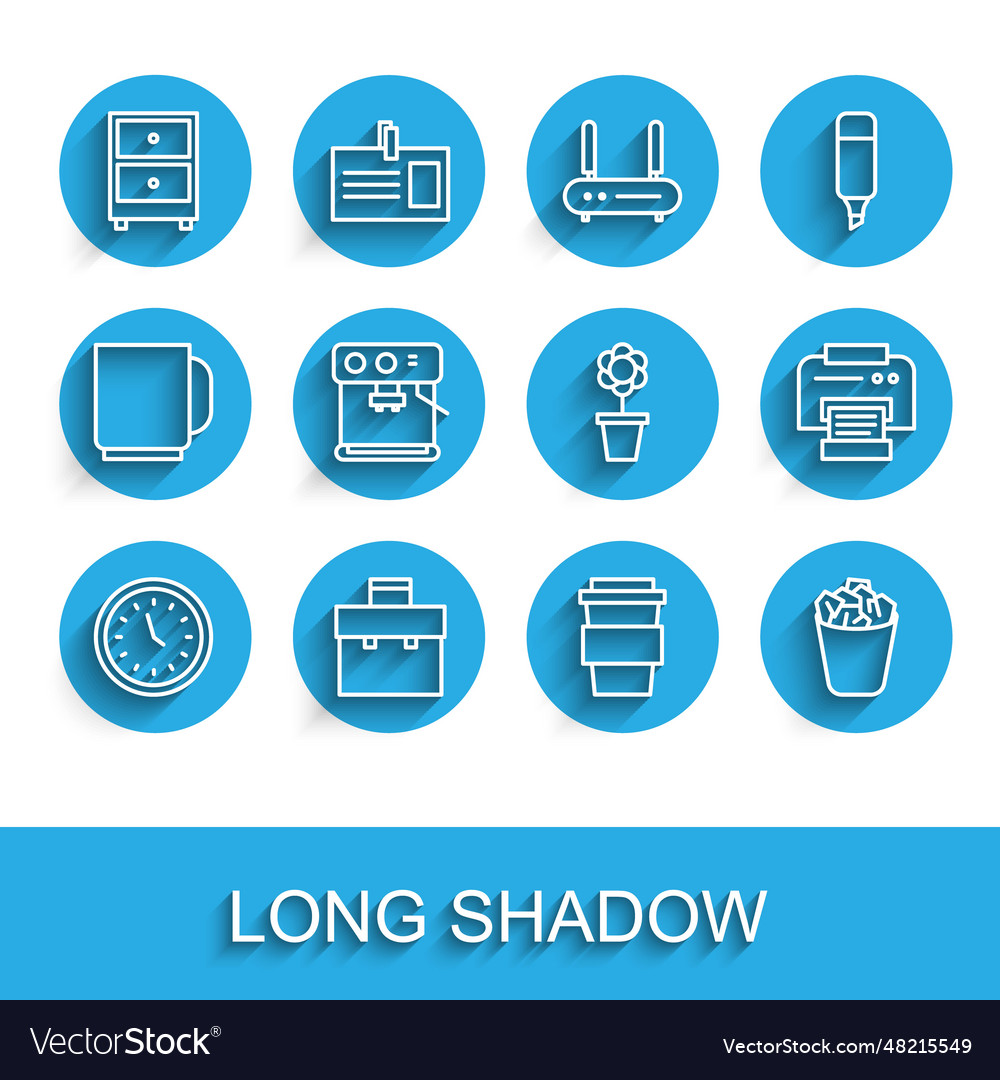 Set line clock briefcase drawer with documents vector image Set line clock briefcase drawer with documents