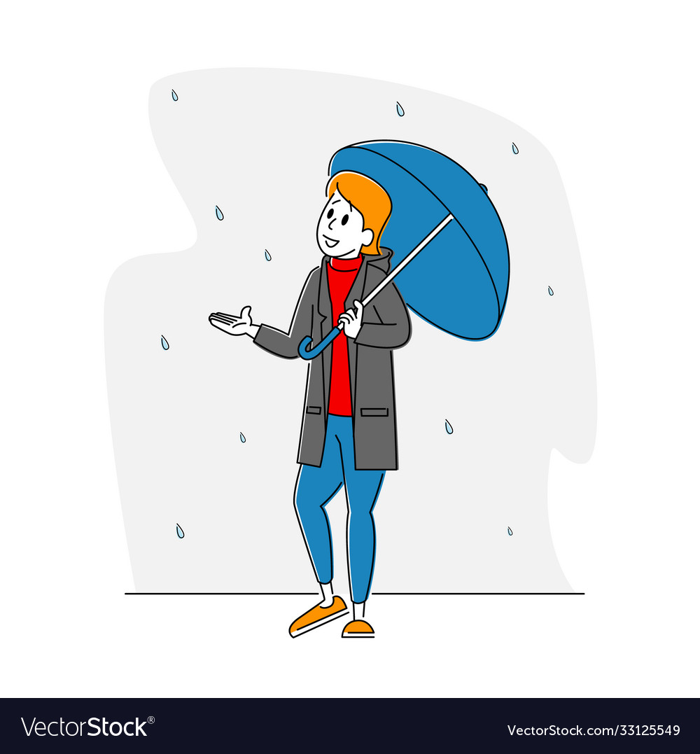 Woman city dweller character hold umbrella