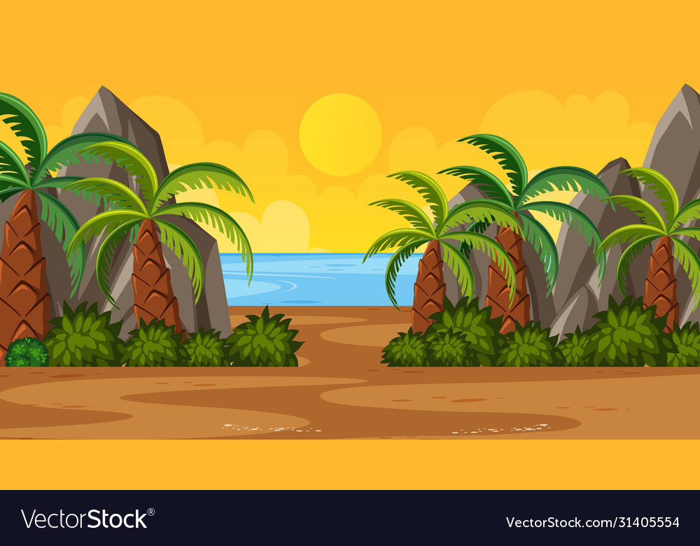 Background scene with many trees in park vector image Background scene with many trees in park