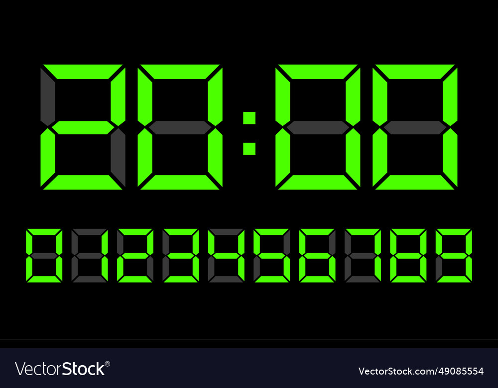 Digital clock number set eps vector image Digital clock number set eps