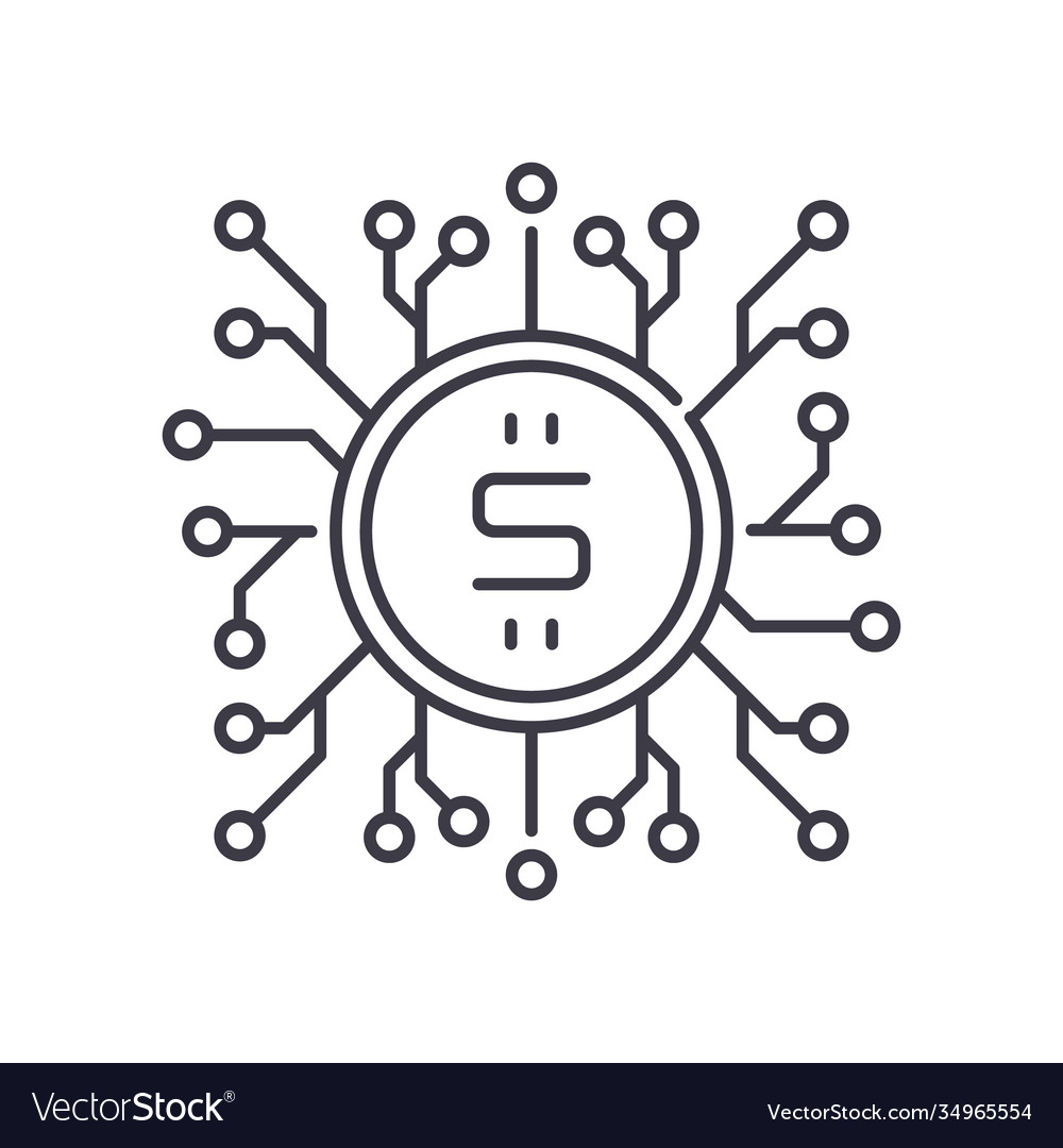 Digital currency concept icon linear isolated