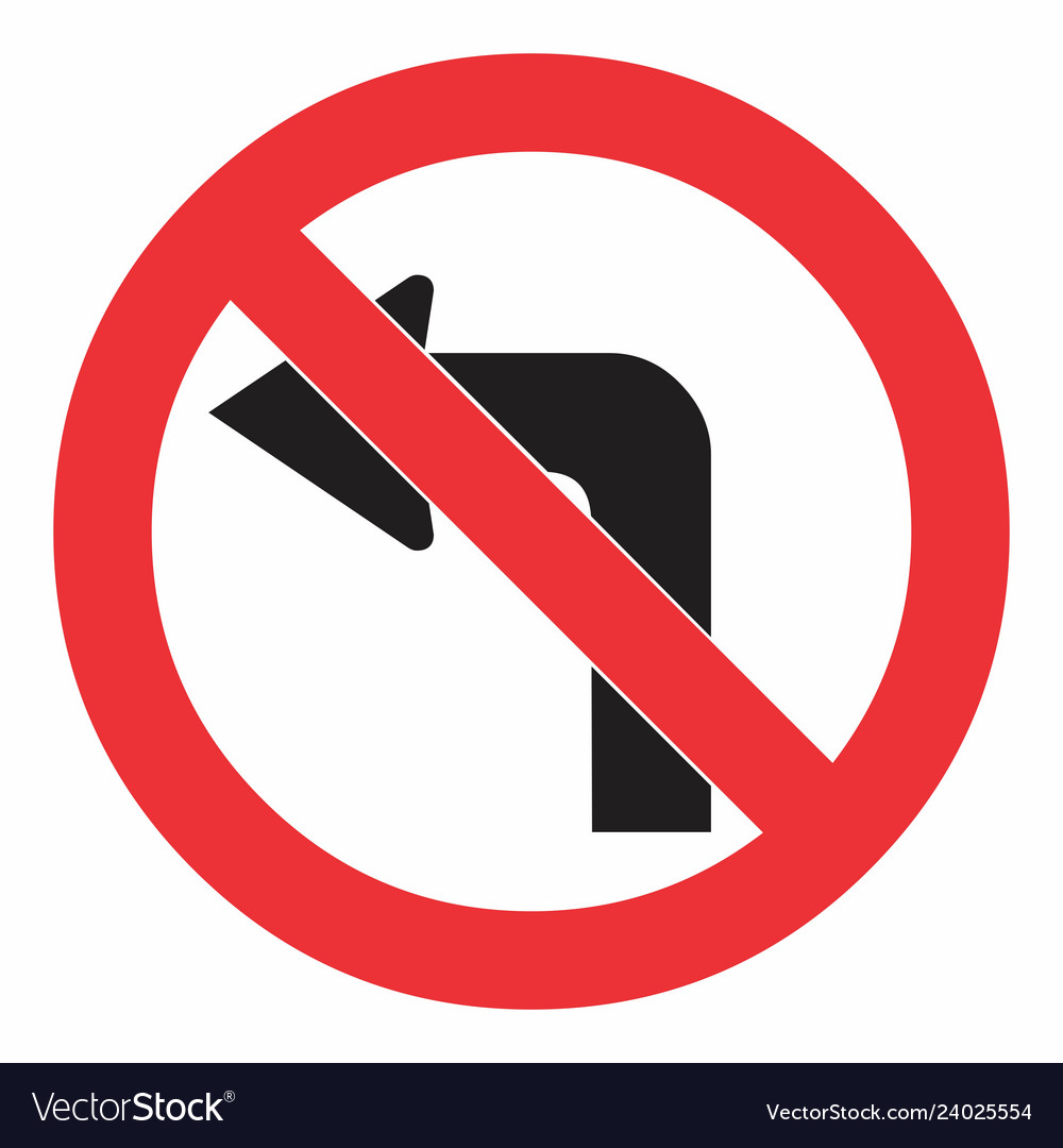 Do not turn left traffic sign Royalty Free Vector Image