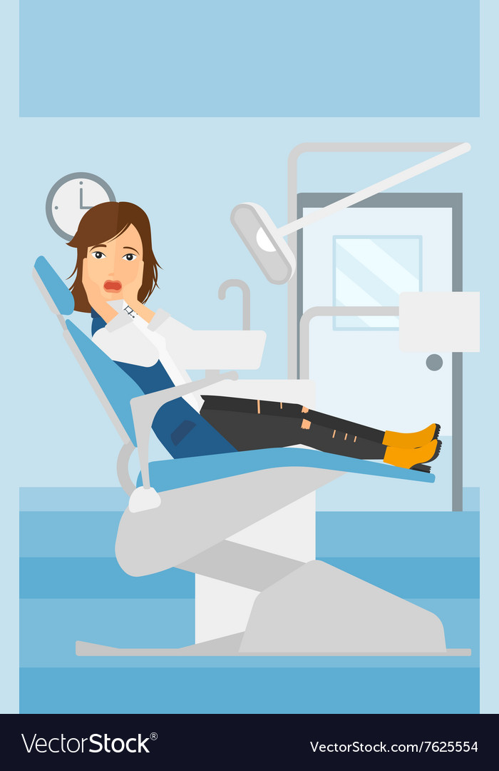 Frightened patient in dental chair Royalty Free Vector Image