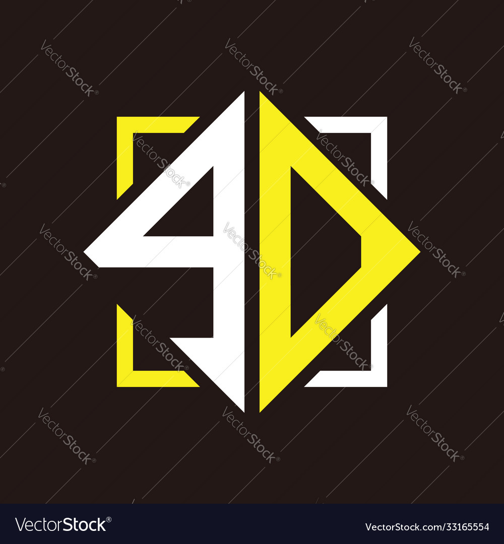 G o initials quadrangle monogram with square