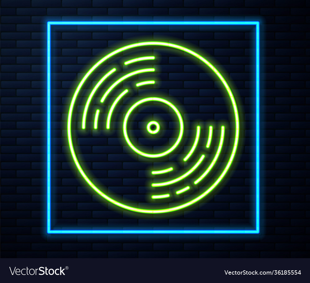 Glowing neon line vinyl disk icon isolated Vector Image