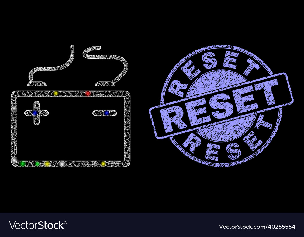 Grunge reset badge and illuminated network vector image Grunge reset badge and illuminated network