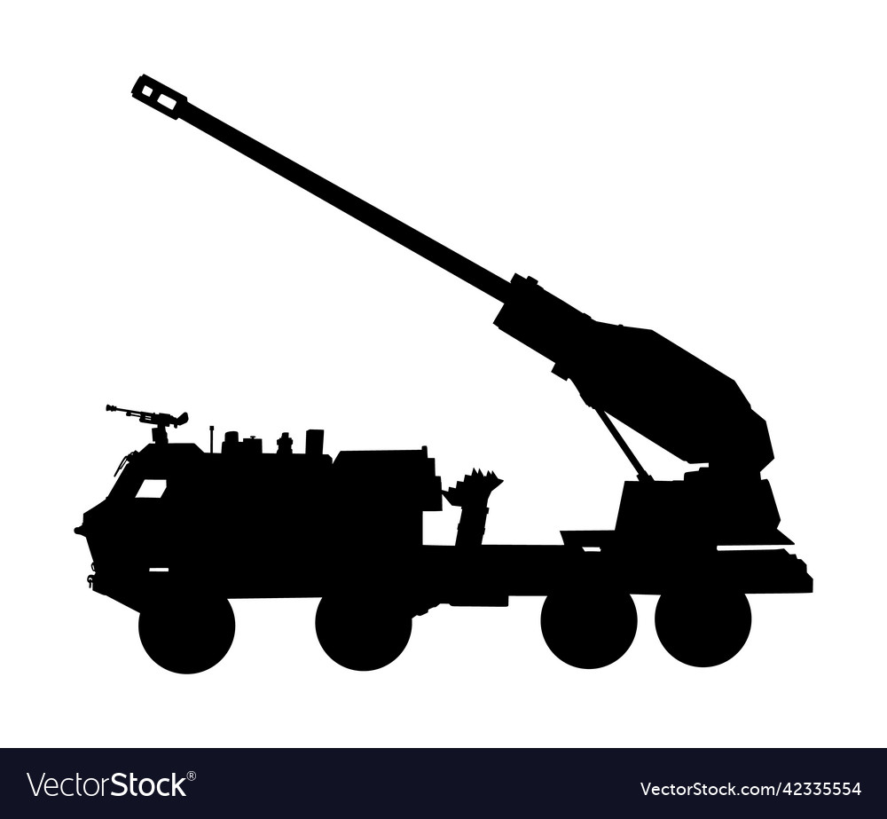 Howitzer artillery launcher truck silhouette