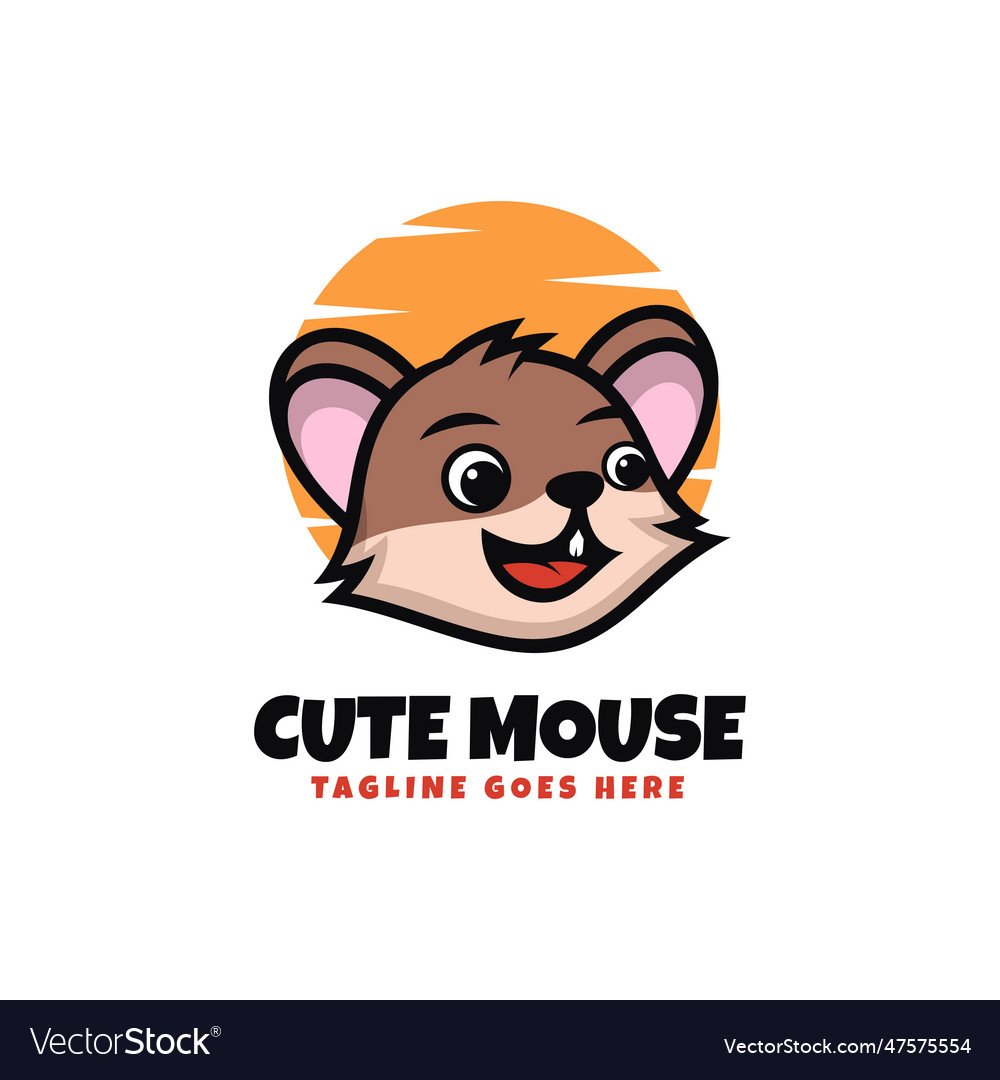 Logo cute mouse mascot cartoon style