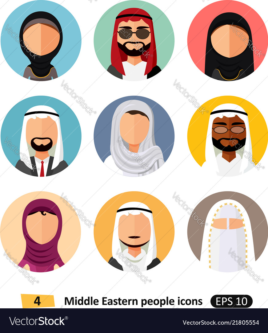 Flat Icon Avatar Bundle: Middle Eastern People