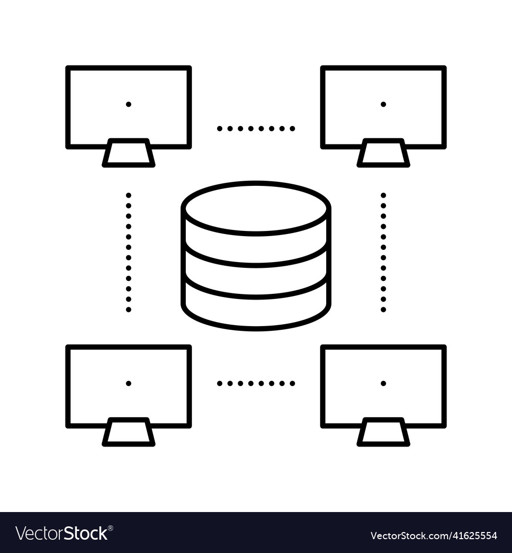 Network working digital processing line icon vector image Network working digital processing line icon