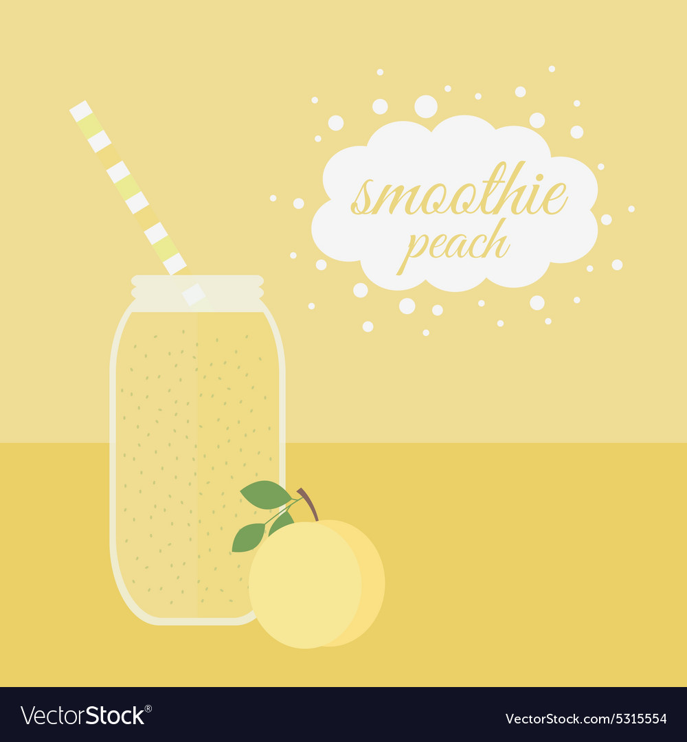 Peach smoothie in jar on a table