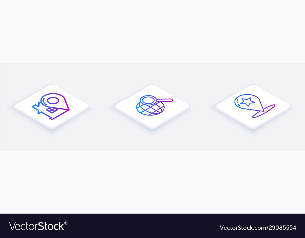 Set isometric line map pointer with house vector image Set isometric line map pointer with house