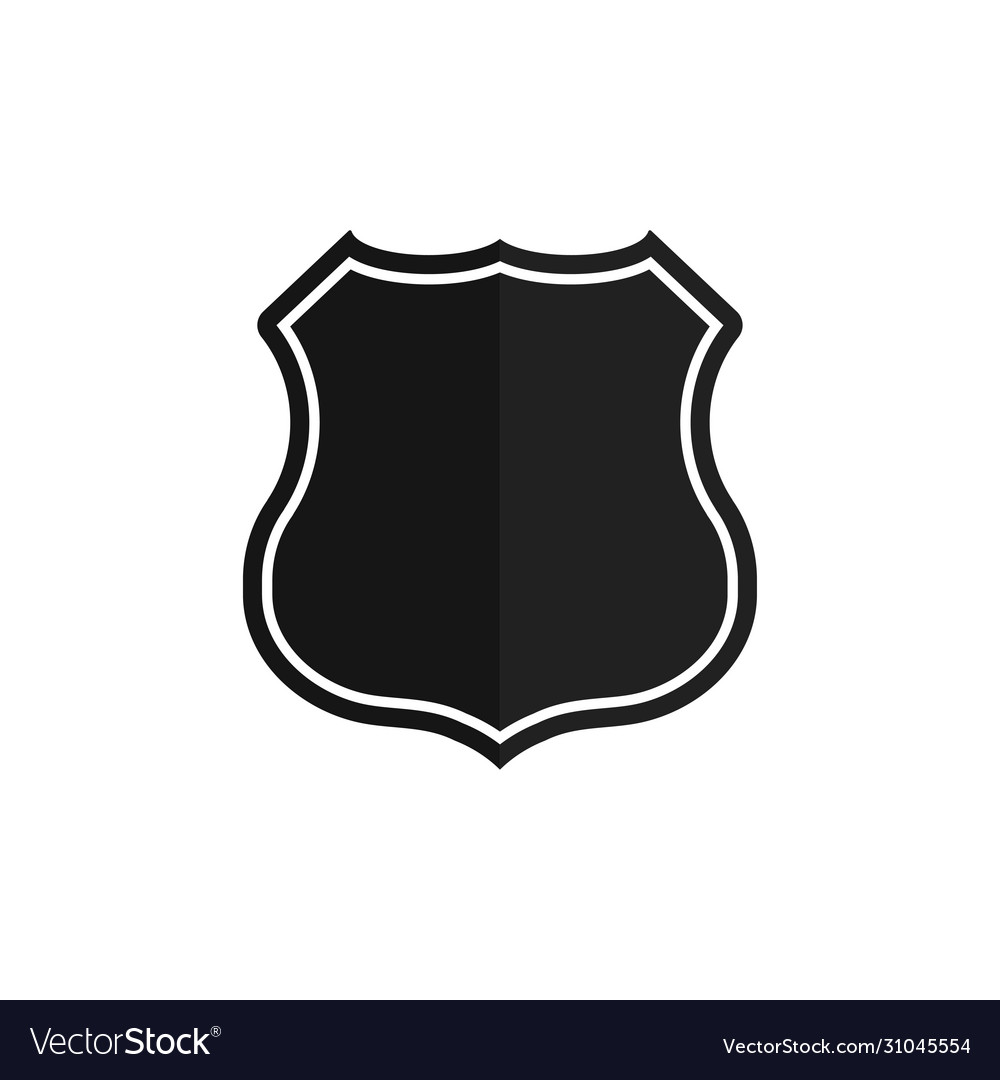 Shield button on white background security icon vector image Shield button on white background security icon