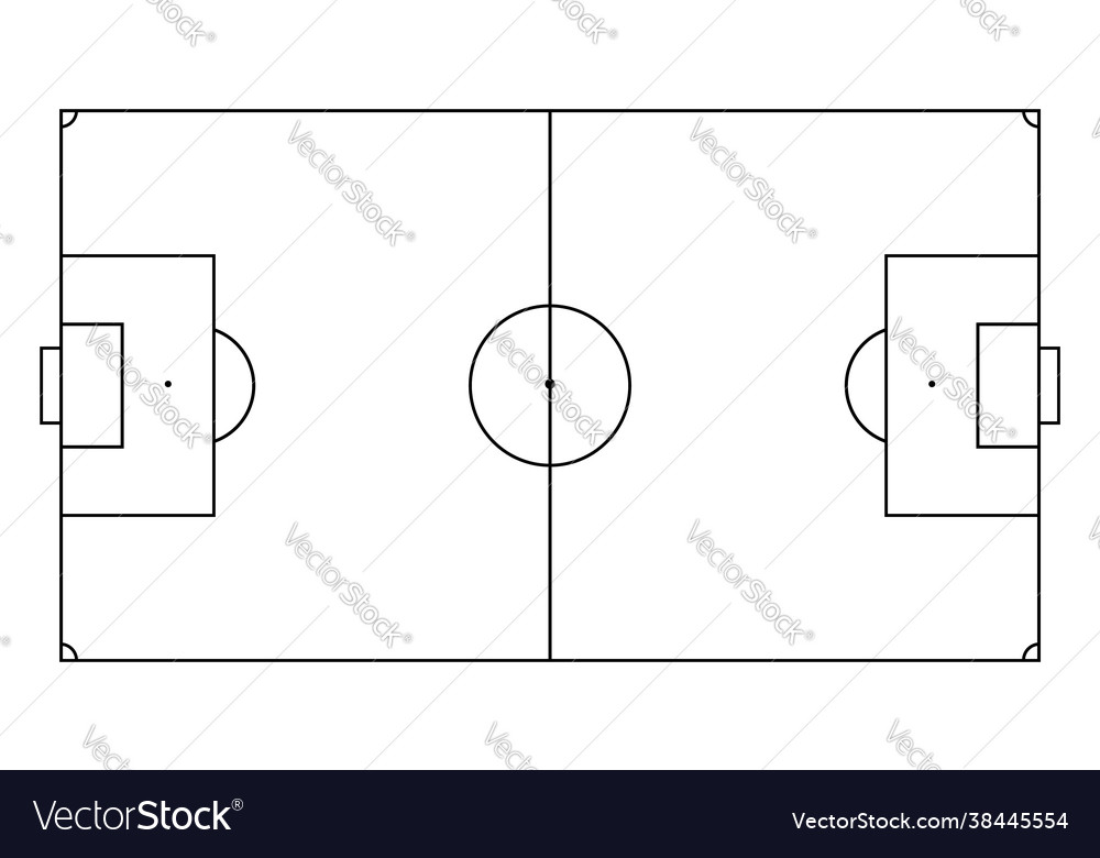 Soccer field in line style football pitch black Vector Image