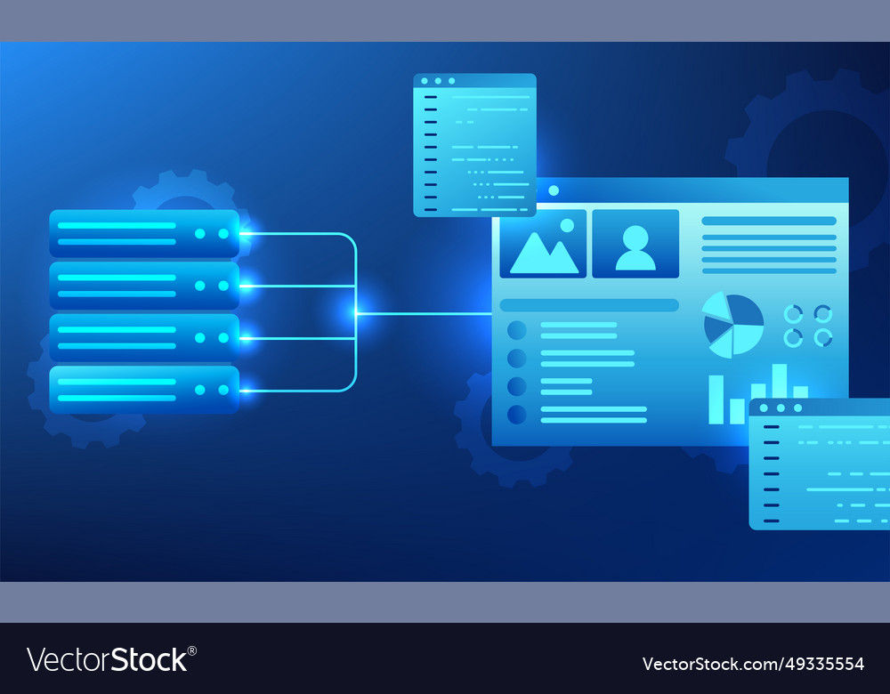 Software technology that connects data vector image Software technology that connects data