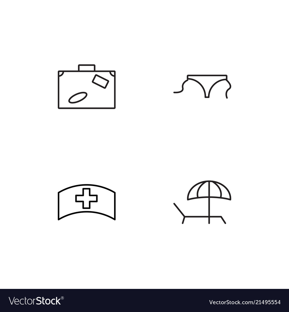 Summer linear icons set simple outline
