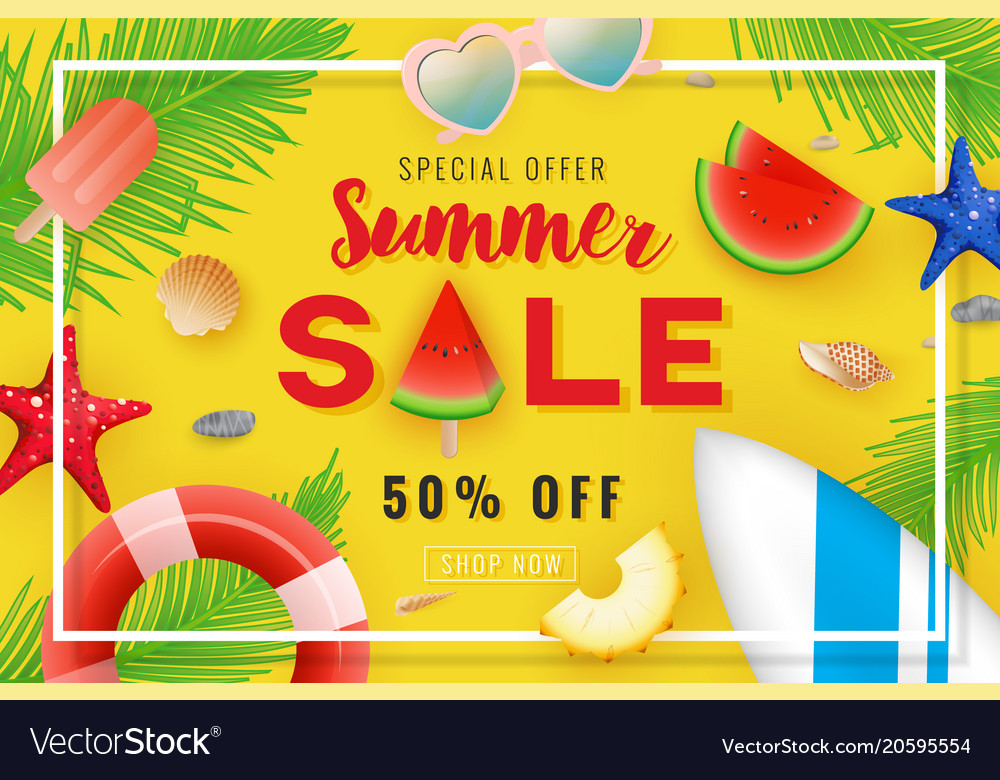 Summer sale banner background design Royalty Free Vector