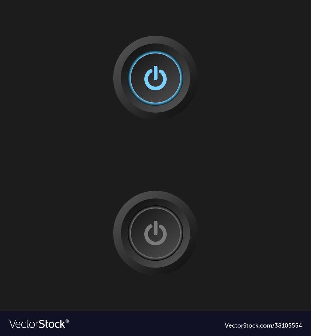 Turn on off button - dark design vector image Turn on off button - dark design