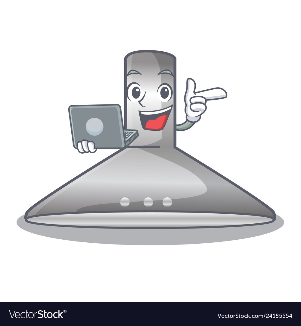 Mit Laptop Küchenhaube der Charakter vector image Mit Laptop Küchenhaube der Charakter