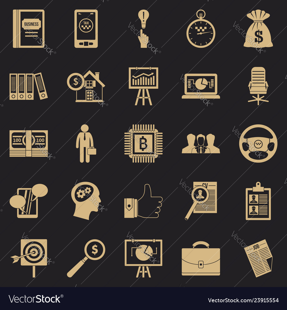Work week icons set simple style Royalty Free Vector Image