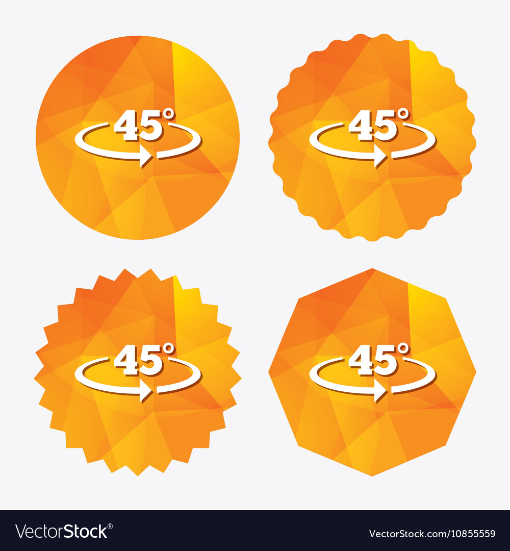 Angle 45 degrees sign icon geometry math symbol