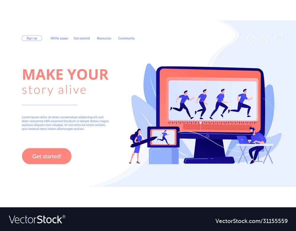 Computer animation concept landing page vector image Computer animation concept landing page