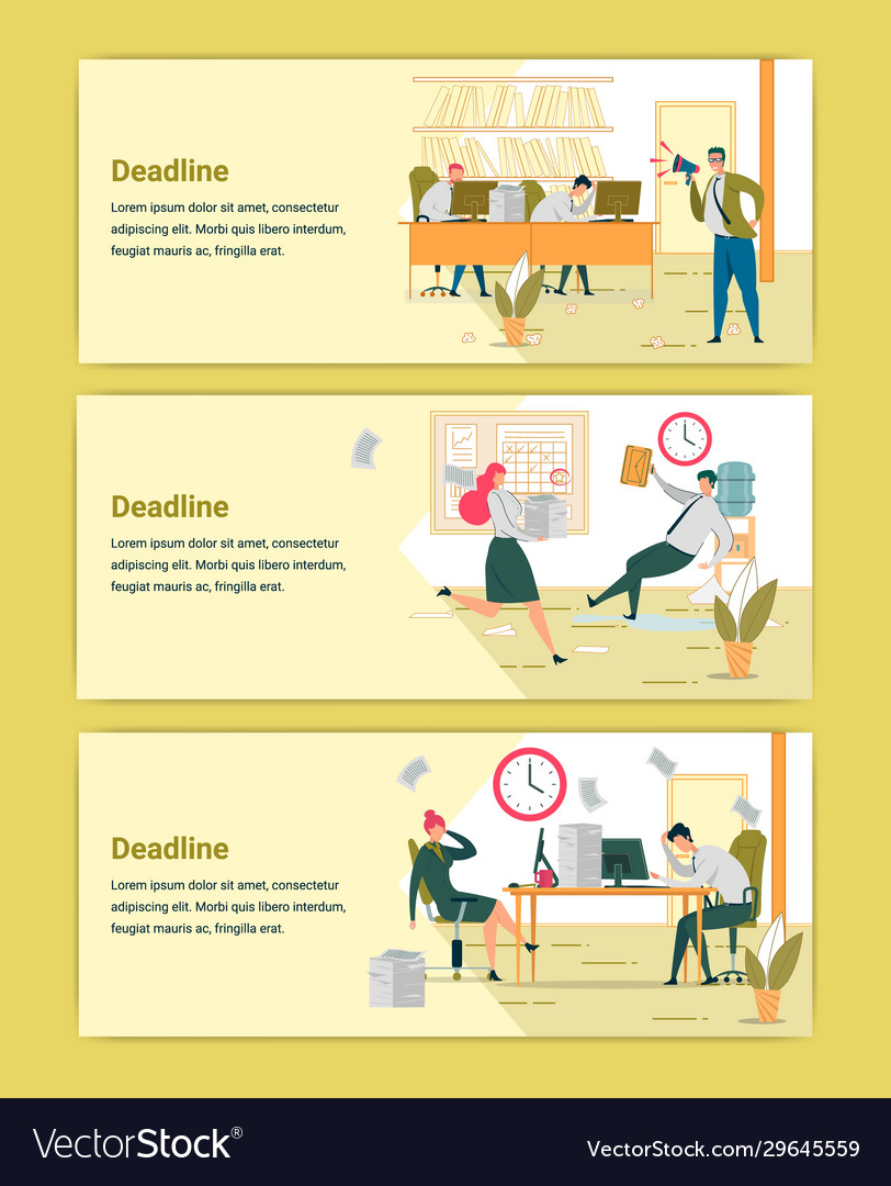 Deadline approaching web banners templates set