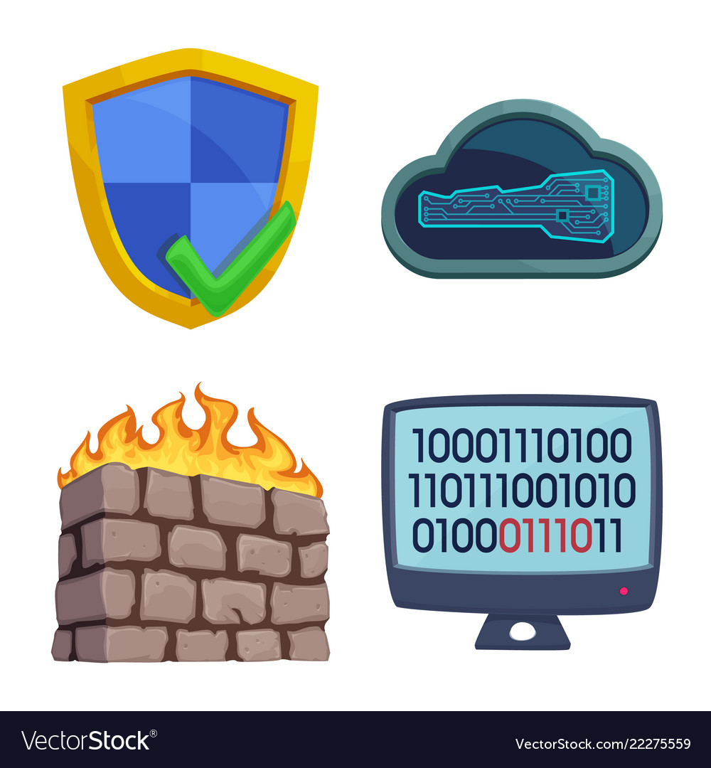 Design of virus and secure icon set vector image Design of virus and secure icon set