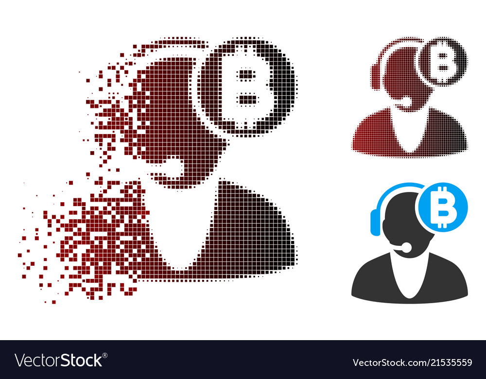 Dissipated pixel halftone bitcoin operator icon vector image Dissipated pixel halftone bitcoin operator icon