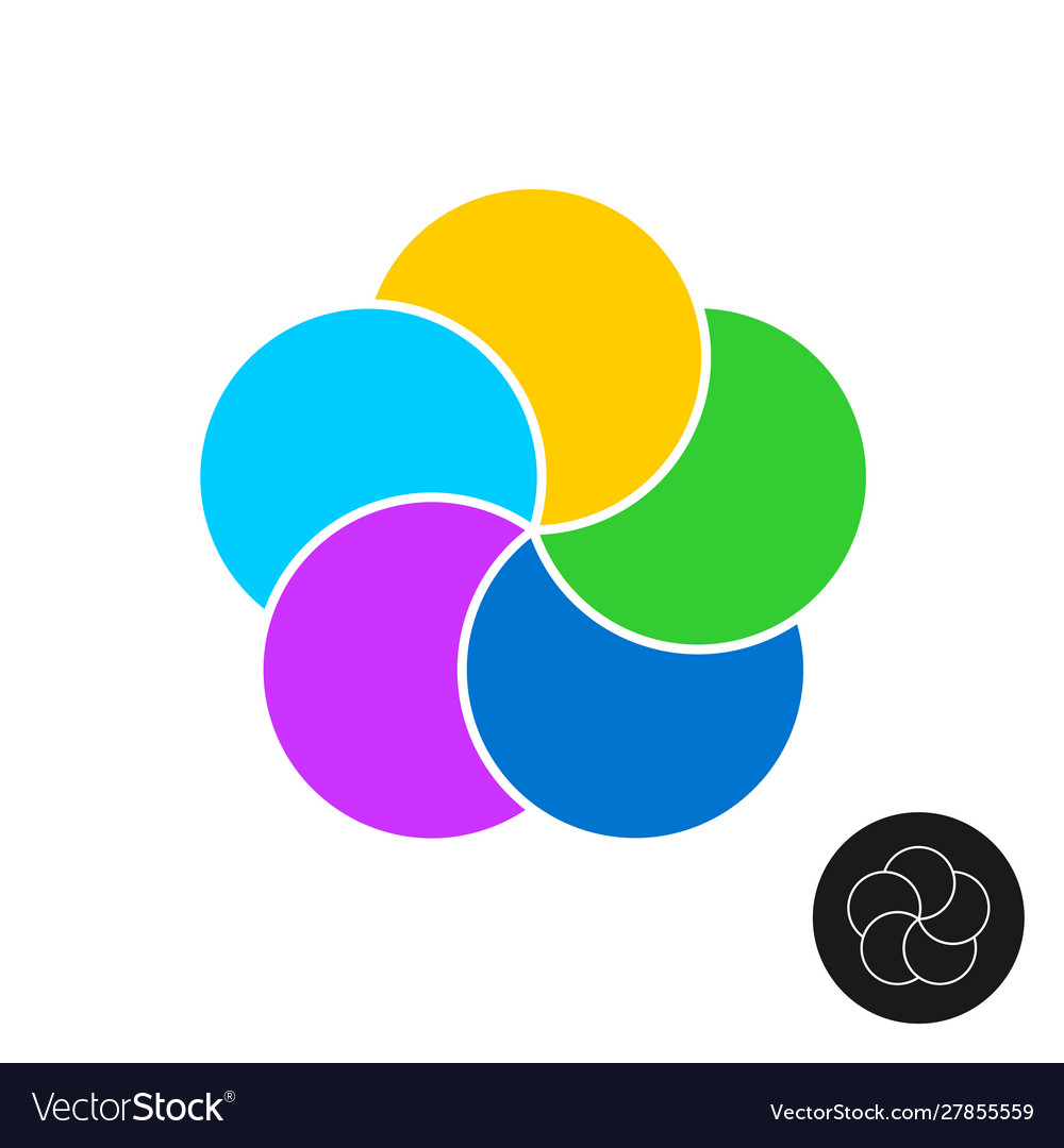 Five color circles infographic elements template vector image Five color circles infographic elements template