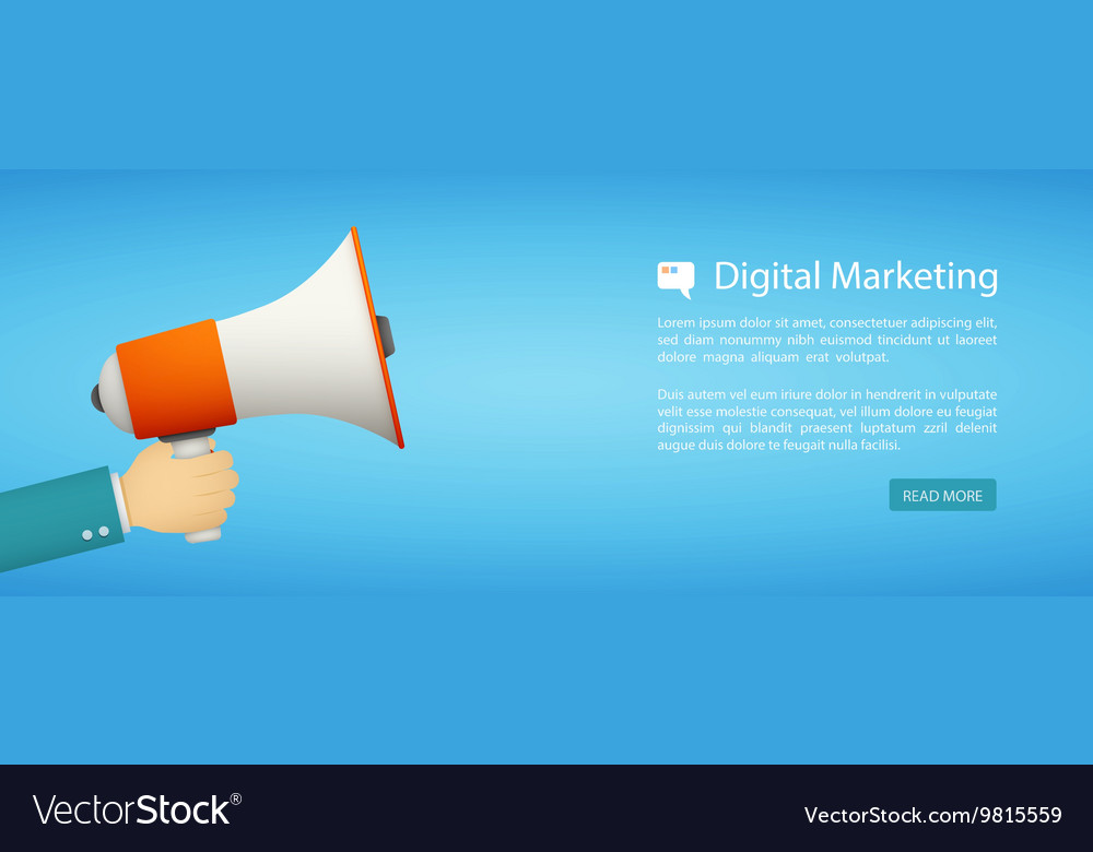 Flat Style Web Banner Digital Marketing Royalty Free Vector