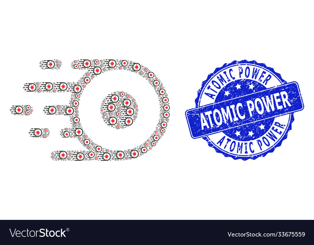 Grunge atomic power round stamp and recursion core vector image Grunge atomic power round stamp and recursion core