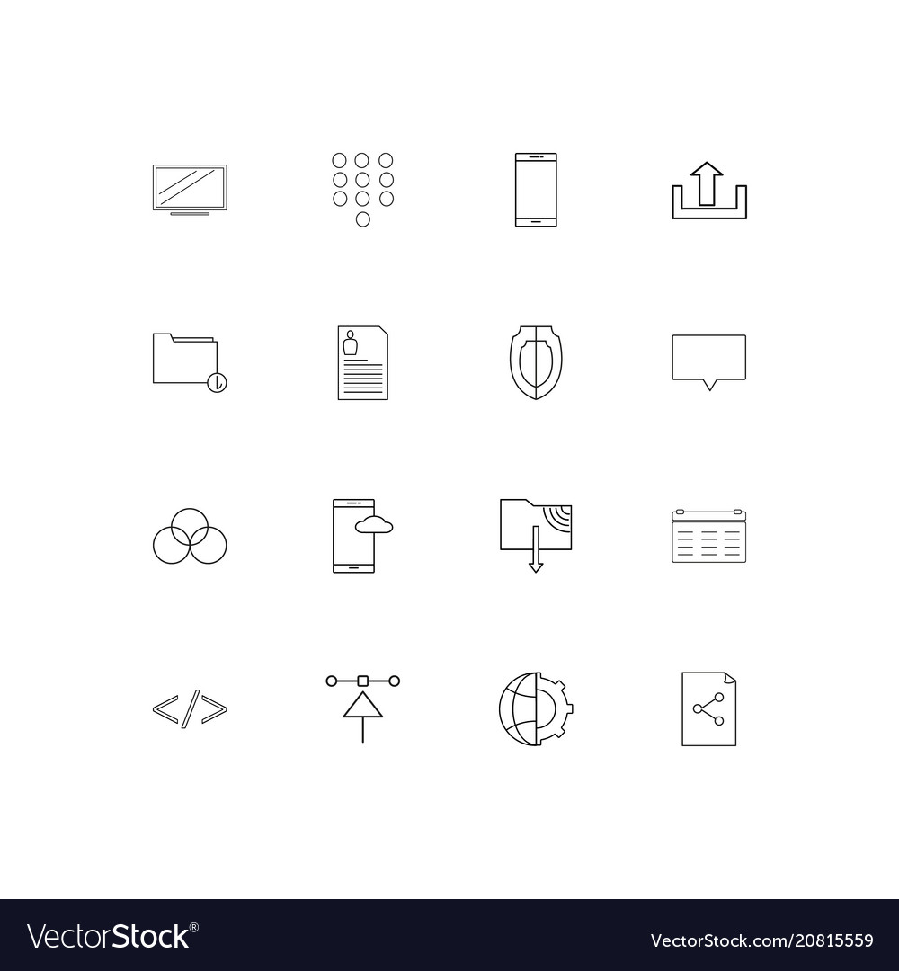 Internet technologies linear thin icons set