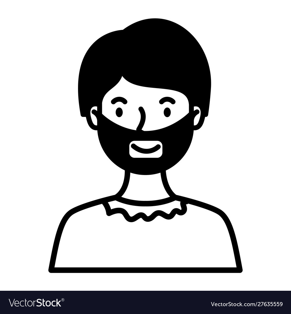 Man with beard avatar character line style