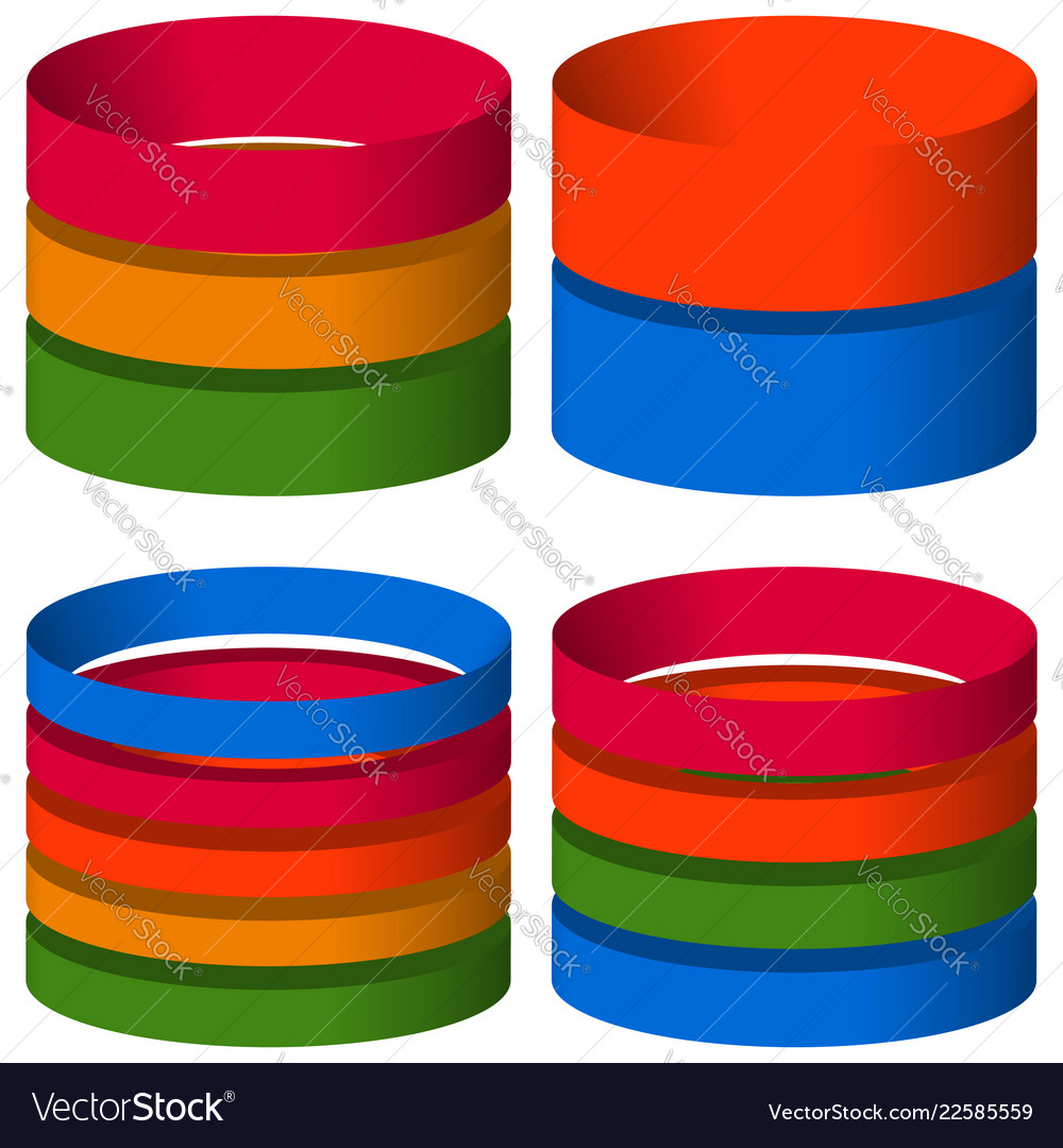 Multicolor segmented 3d cylinders cylinder icons